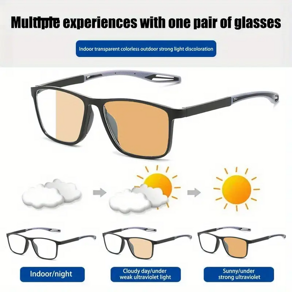 2026 New Sports Sun Reading Ultralight Photochromic Reading Glasses
