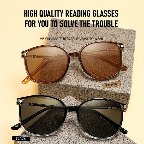 2026 New Women's Large Frame Photochromic Reading Glasses