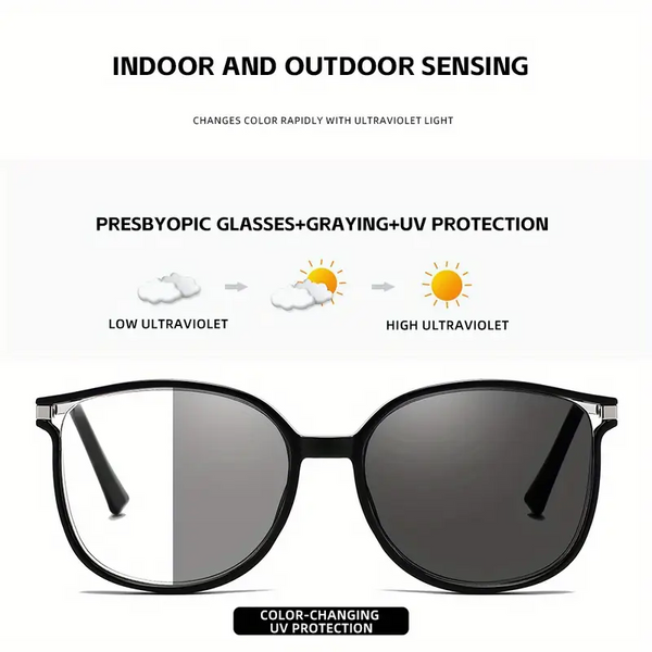 2026 New Women's Large Frame Photochromic Reading Glasses