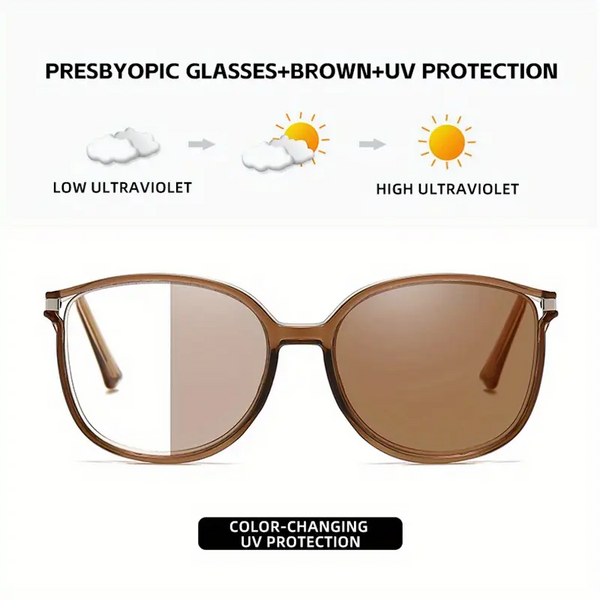 2026 New Women's Large Frame Photochromic Reading Glasses