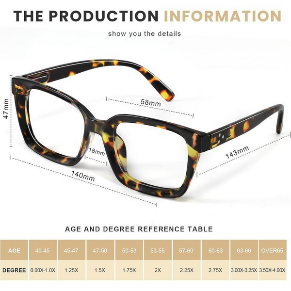 2026 New Square Tortoiseshell Reading Glasses